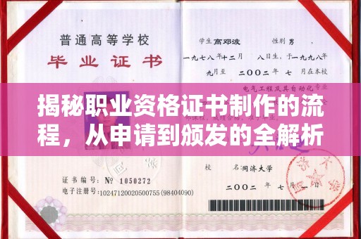 靖州揭秘职业资格证书制作的流程，从申请到颁发的全解析